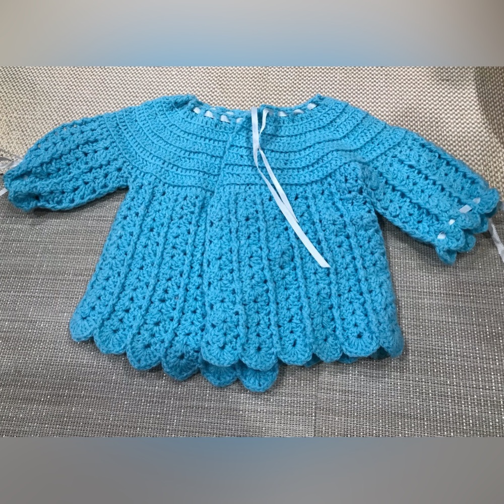 Handmade Crochet Baby Blue Cardigan 3-6 MO